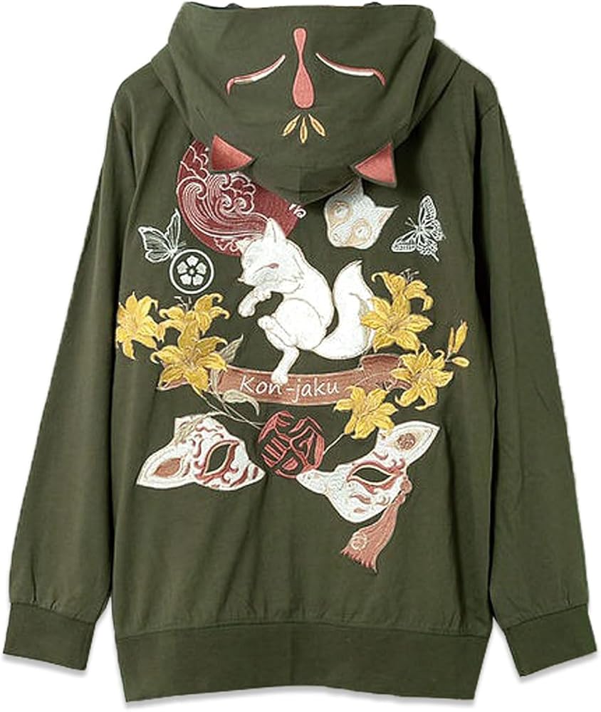 Amazon.co.jp: (コンジャク)今昔 「狐面・狸面」総刺繍ダブルフード